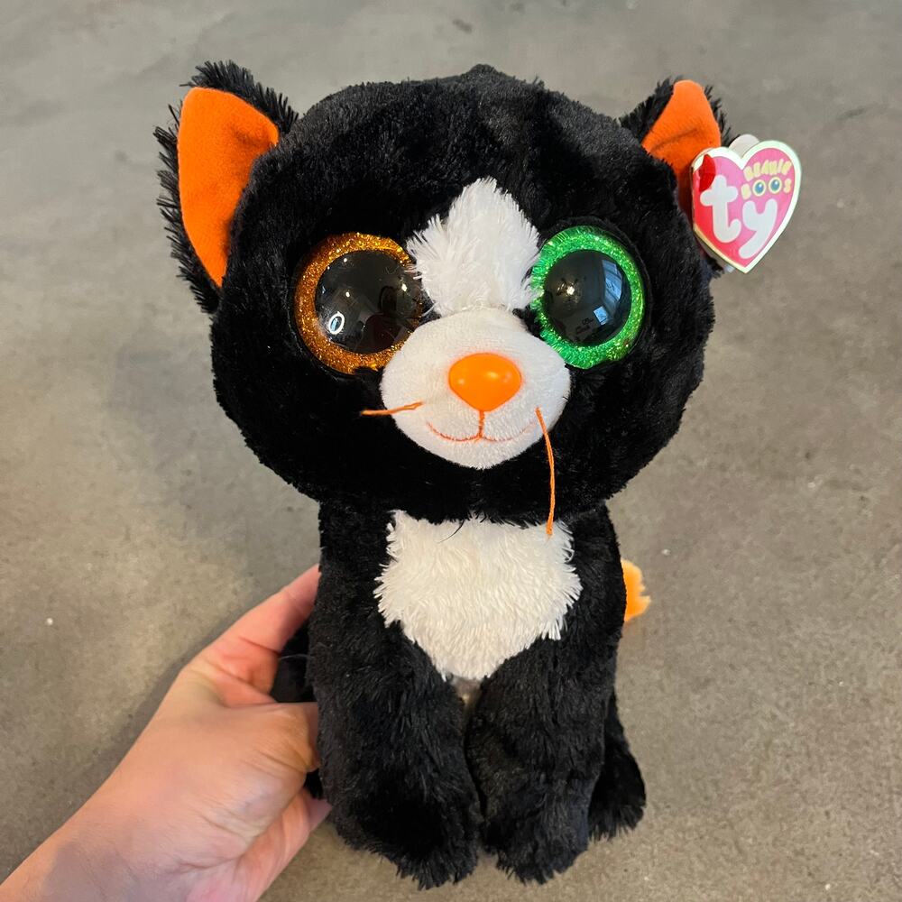 TY Frights 10" Scary black cat beanie boo collection bicolor eyes halloween NEW